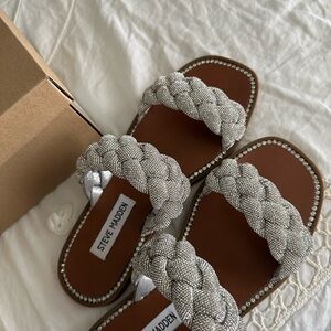 Steve Madden Silver Braided Sandals
